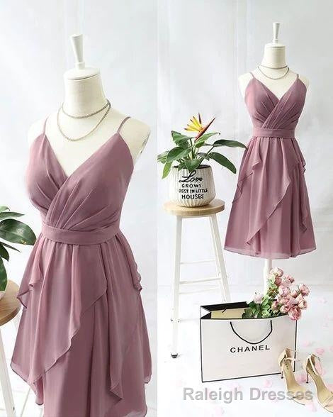Short V Neck Homecoming Dress With Ruffles