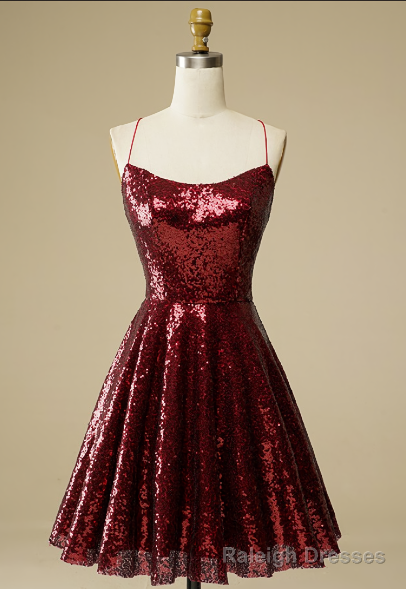 Sequin Criss-Cross Straps Burgundy Homecoming Dresses Main image