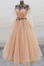 Cute Tulle Applique Long Prom Dress, Evening Dress