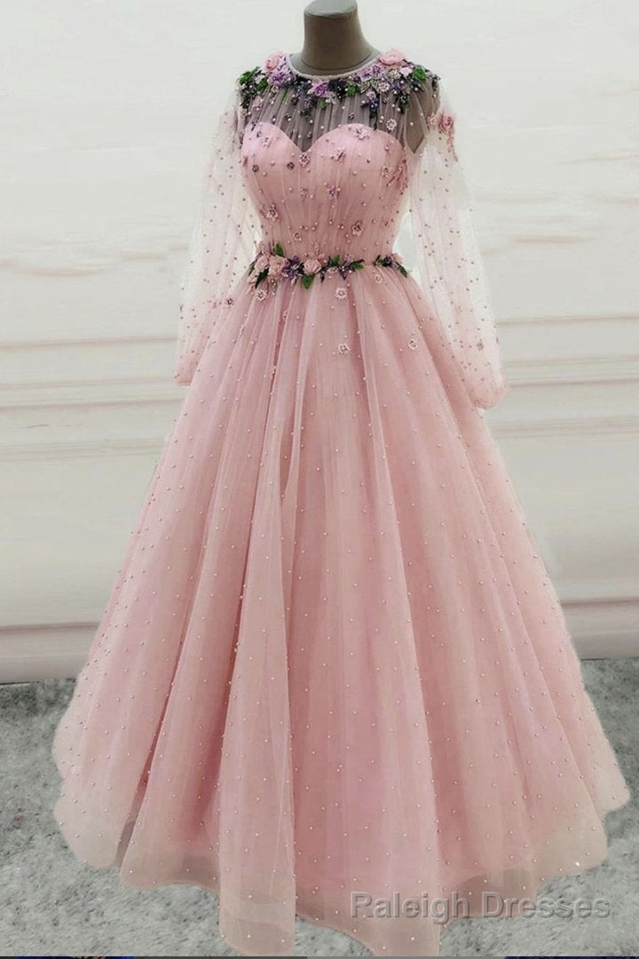 Cute Tulle Applique Long Prom Dress, Evening Dress Secondary image
