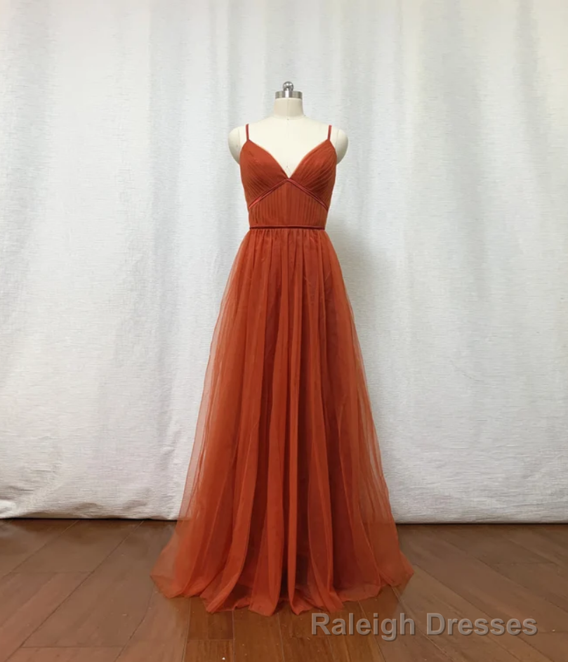 Bridesmaid Dresses, Burnt Tulle Bridesmaid Dress, 2025 Spaghetti Straps Boho Main image