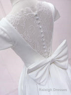White V Neck Satin Lace Short Prom Dress, White Homecoming Dress