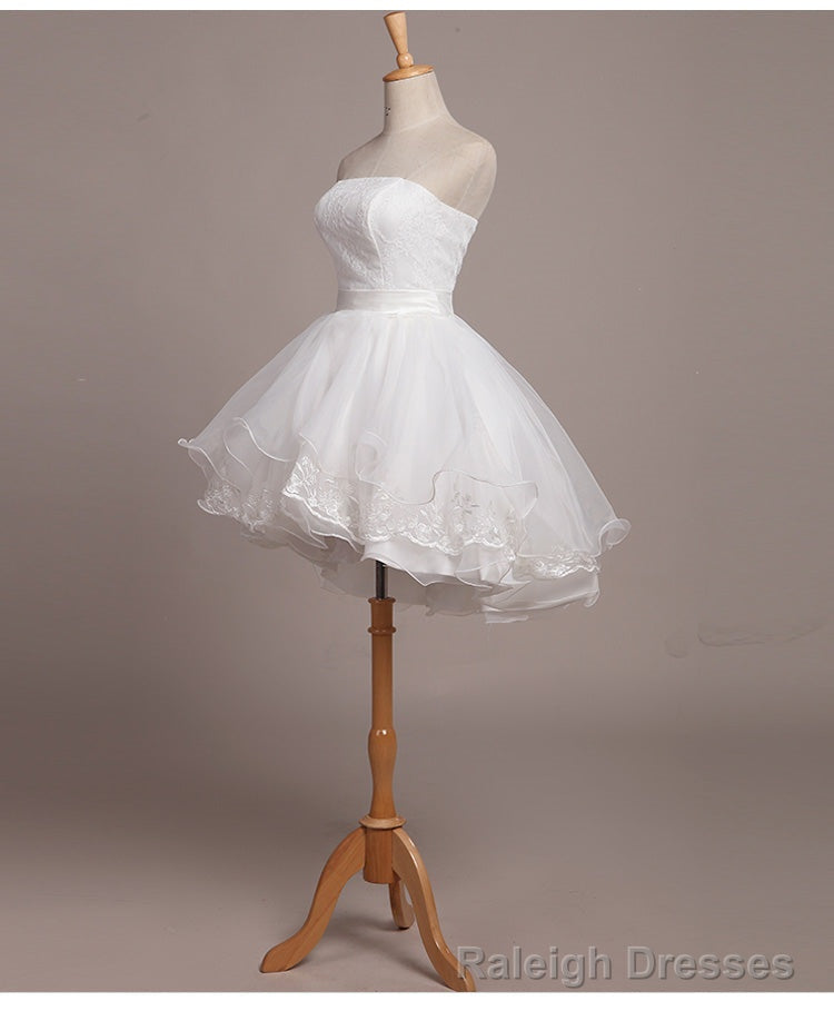 White Lace and Organza Short Short Teen Prom Dresses Secondary image