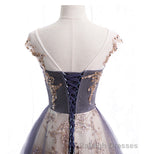 Cute Tulle Sequins Long Prom Dress, Evening Dress