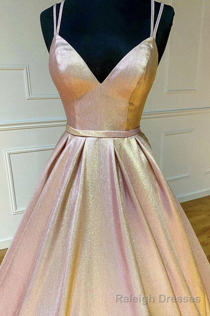 Cute V Neck Satin Long Prom Dress, A Line Evening Gown Secondary image