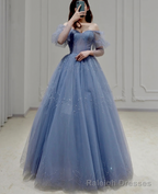 Prom Dresses, High End Atmosphere Puff Sleeve Bridal Dress, Long Sleeve Banquet Evening Dress, Fairy Thin Puff Skirt
