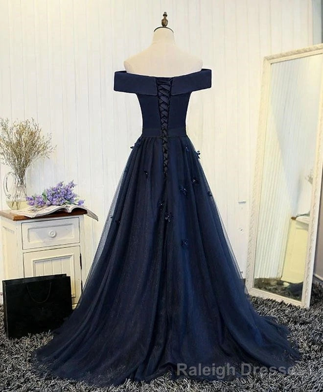 Off-shoulder Prom Dress Black Gown With Floral Details