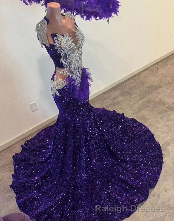 Purple Glitter Sparkly Prom Dresses Formal Occasion Dresses Main image