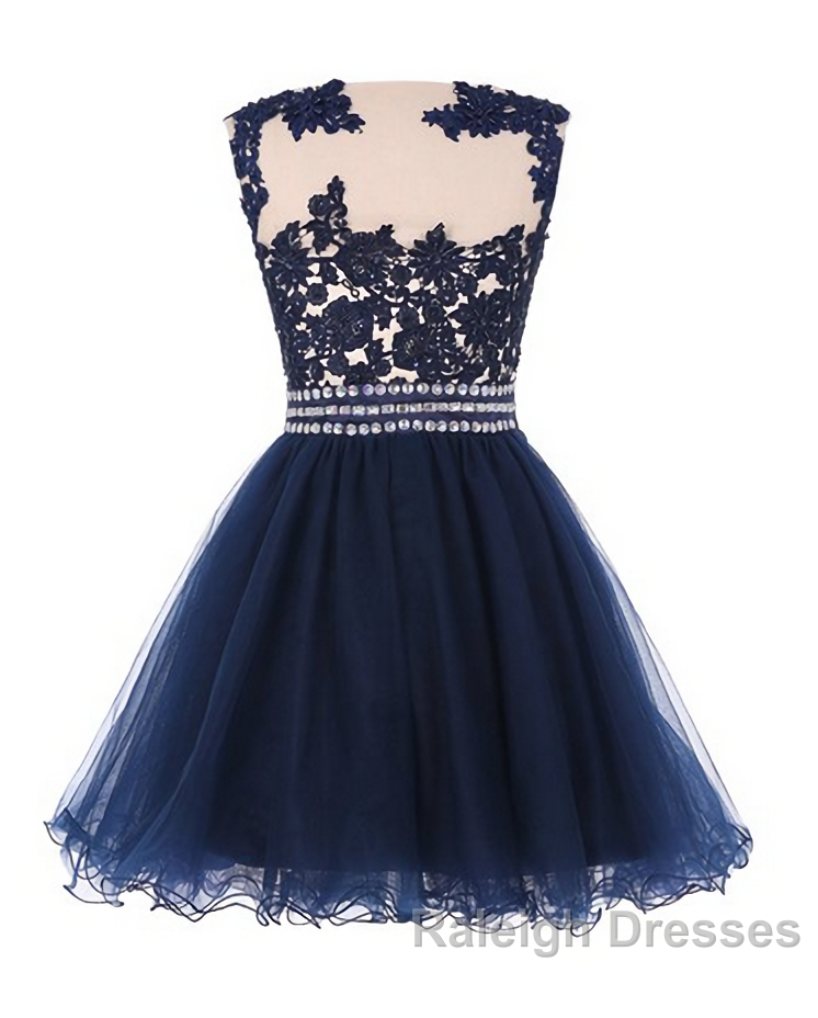 Navy Blue Lace Short With Waist Beadings Royal Blue Custom Made Mini Length Women Skirt Prom Dresses Secondary image