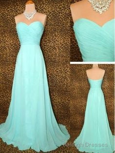 Bridesmaid Gowns Pretty Blue Prom Dresses, Chiffon Prom Gowns Simple Bridesmaid Dress, Cheap Prom Dresses, Fall Wedding Gown Secondary image