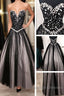 Black White Tulle Long Sweetheart Beaded Bodice For Teens Juniors Prom Dresses