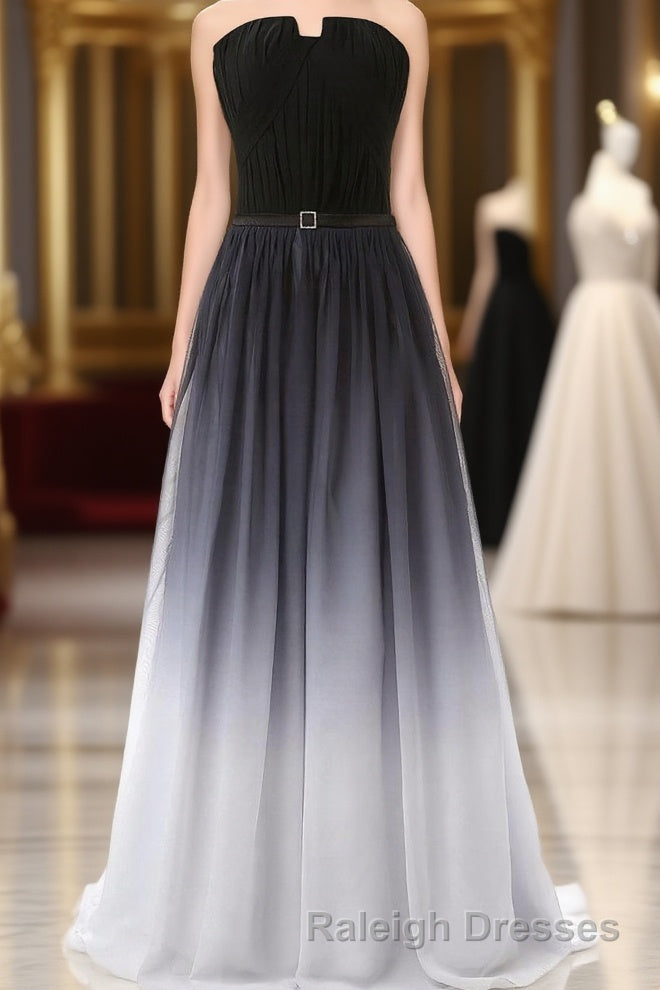 Hot Sales Navy Blue Ombre Gradient Chiffon Long Black Belt Ombre Black Gradient Custom Made Cheap Women Prom Dresses Main image