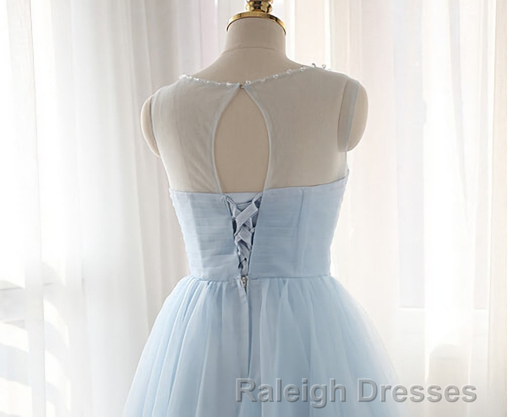 Simple Light Blue Short Tulle Cheap Elegant Charming Homecoming Dresses Secondary image