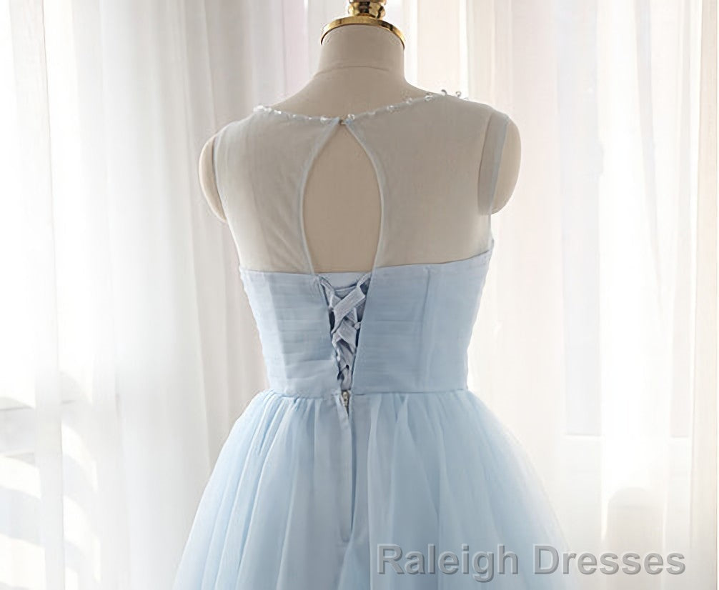 Simple Light Blue Short Tulle Elegant Charming Homecoming Dresses Secondary image