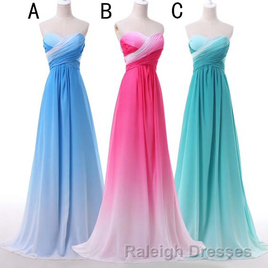 Pretty Pink Sweetheart Long Gradient Chiffon Elegant Prom Dresses Secondary image