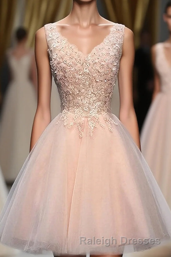 Blush Pink V Neck Applique Short Top Selling 2024 Homecoming Dresses Main image