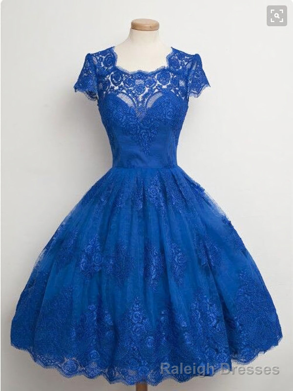 Lace Cap Sleeves Junior Blue Homecoming Dresses Main image