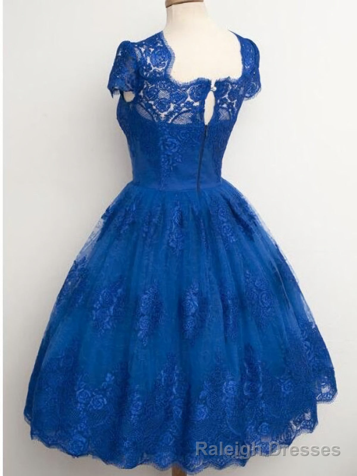 Lace Cap Sleeves Junior Blue Homecoming Dresses Secondary image