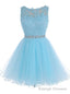 Lace Blue Fitted Short Cute Sweet 16 For Teens Homecoming Dresses