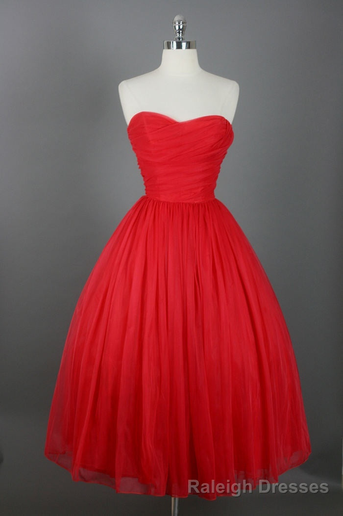 Knee Length Prom Dresses, Red Prom Gowns Vintage Prom Gown Elegant Prom Dress, Cheap Prom Gown Simple Prom Gown Modest Bridesmaid Dresses, Bridesmaid Gown