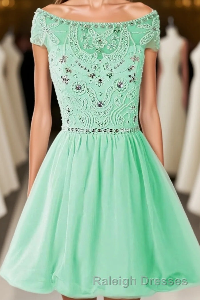 Green Chiffon Handmade Girly For Teens Homecoming Dresses Main image
