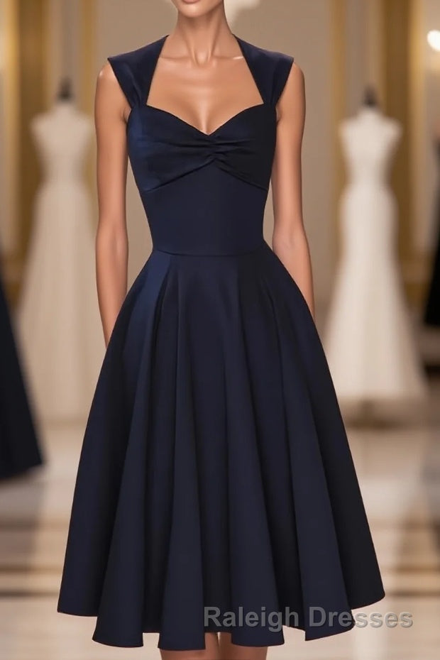 Vintage Simple Short Navy Blue Elegant Handmade Homecoing Homecoming Dresses