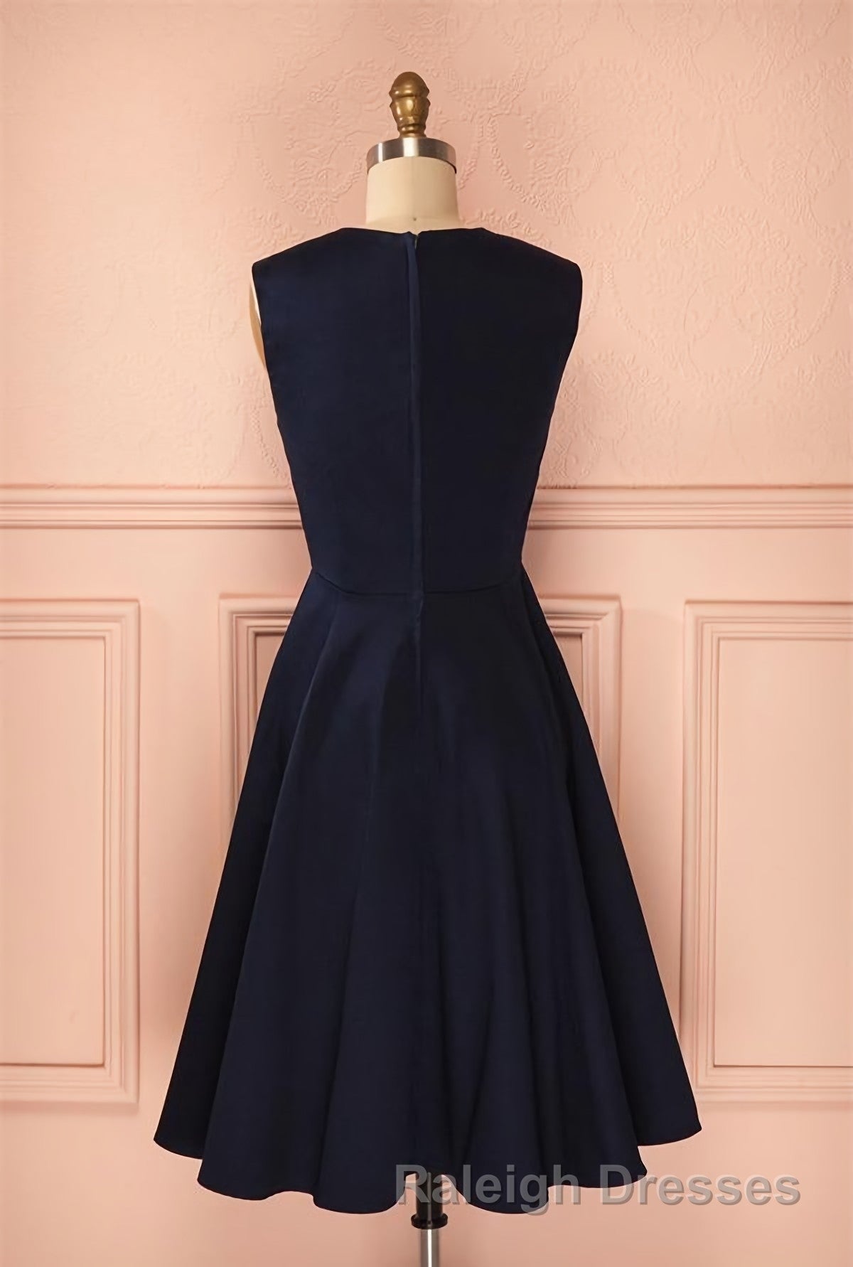 Vintage Simple Short Navy Blue Elegant Handmade Homecoing Homecoming Dresses