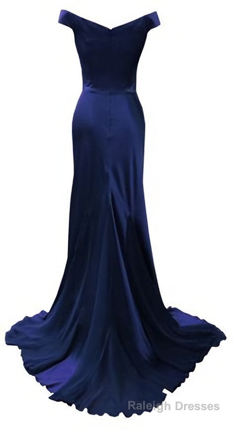 Navy Blue Prom Dresses, Mermaid Prom Dress, Satin Prom Dress, V Neckline Prom Dresses, 2026 Formal Gowns Sexy Prom Gown 2026 Prom Dress, Mermaid Prom Gowns For Teens Main image