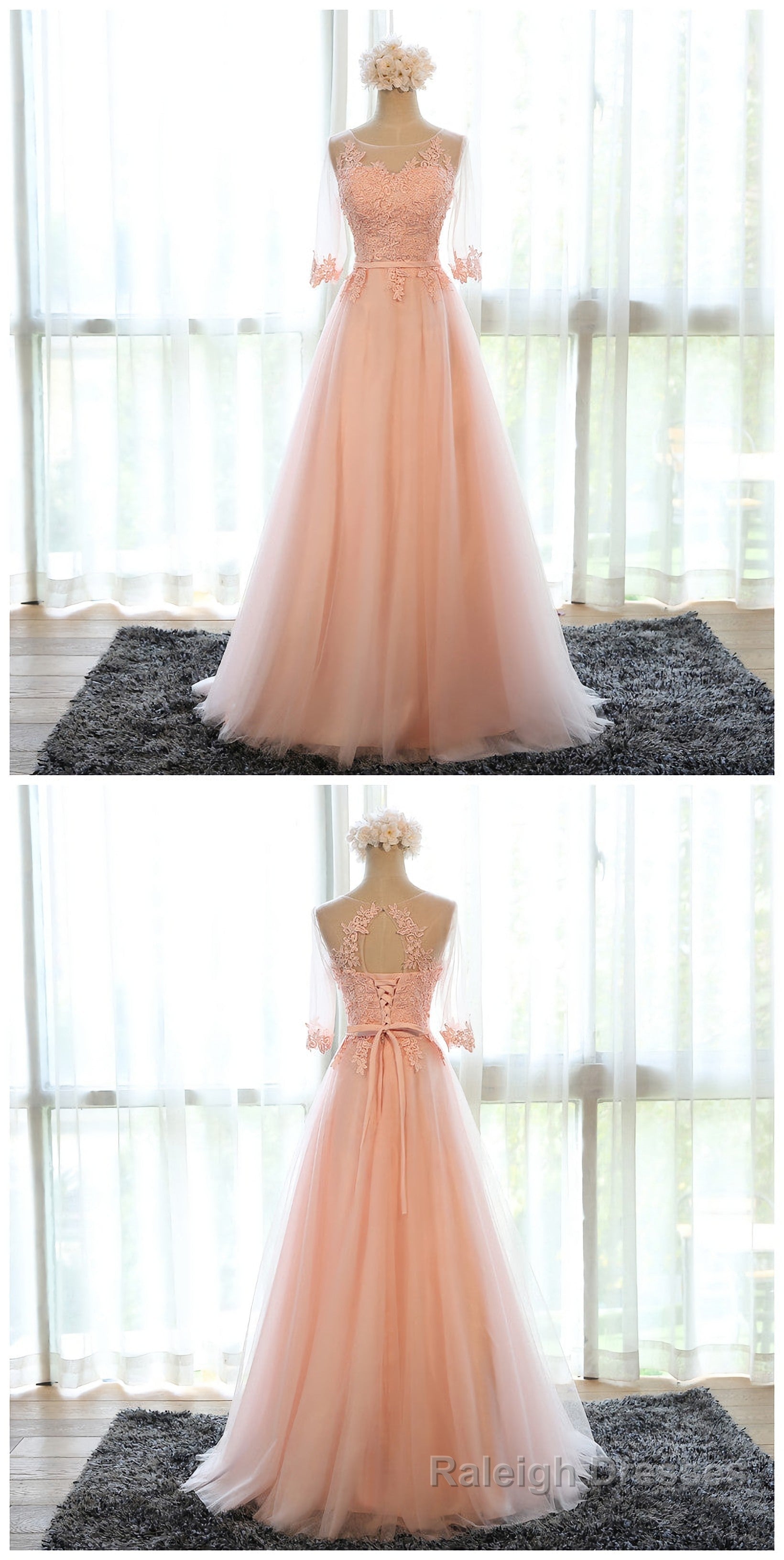 pink chiffon long womens long Prom Dresses