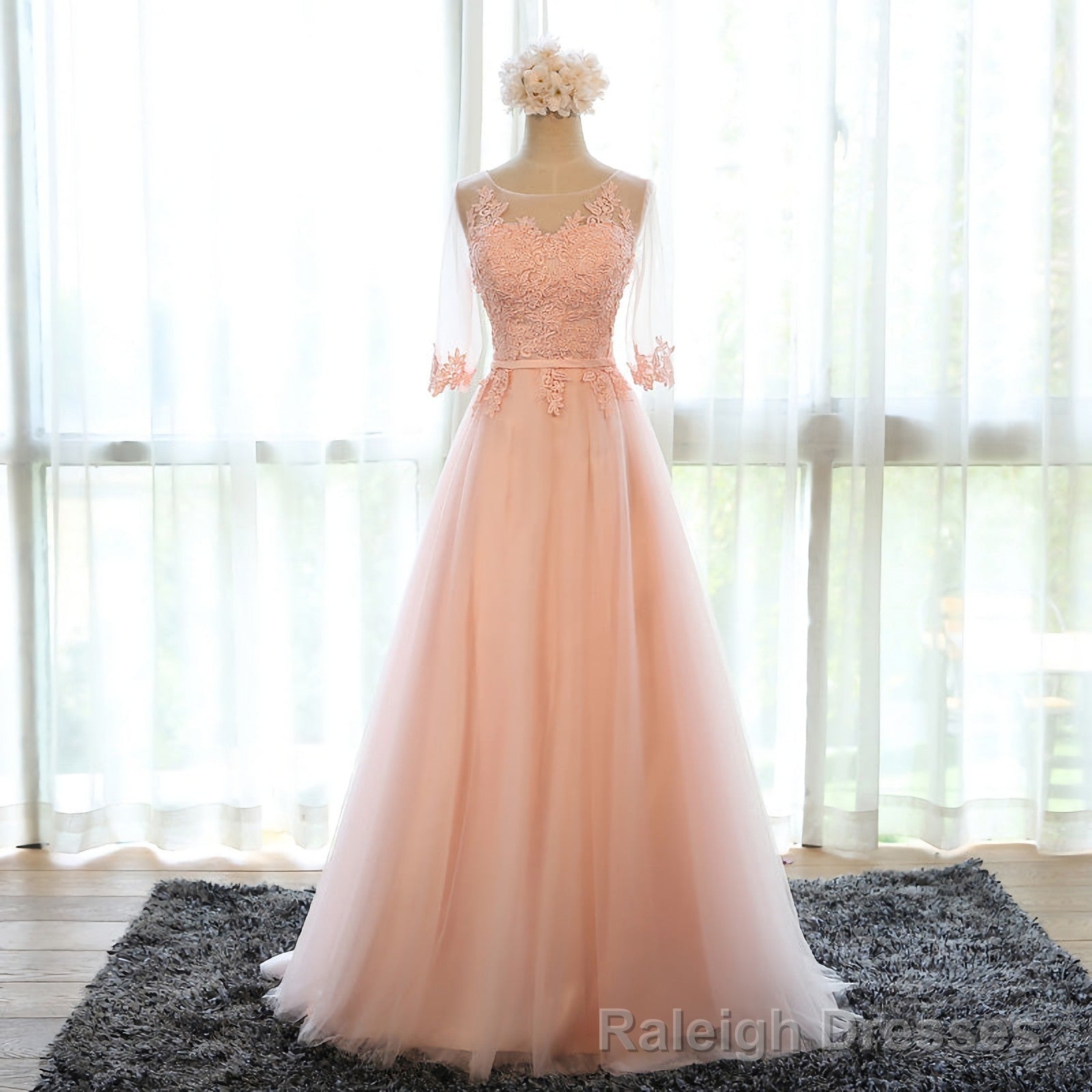 pink chiffon long womens long Prom Dresses Secondary image