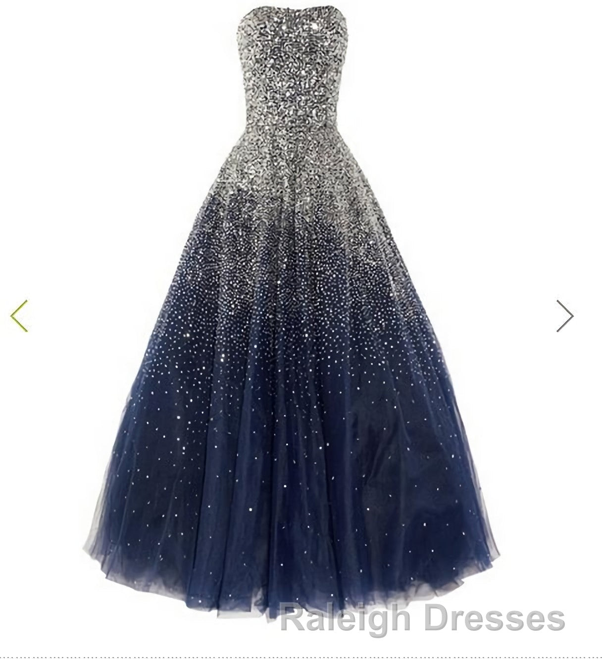A Line Navy Blue Beading Tulle Prom Dresses