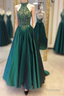 Green Halter Beading Lace A Line For Teens Elegant Backless Fashion 2024 Women Prom Dresses