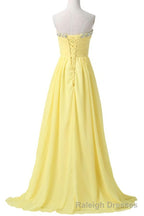 Sweetheart Long Yellow Chiffon Beaded Pregnant High Low For Teens Simple Bridesmaid Dresses