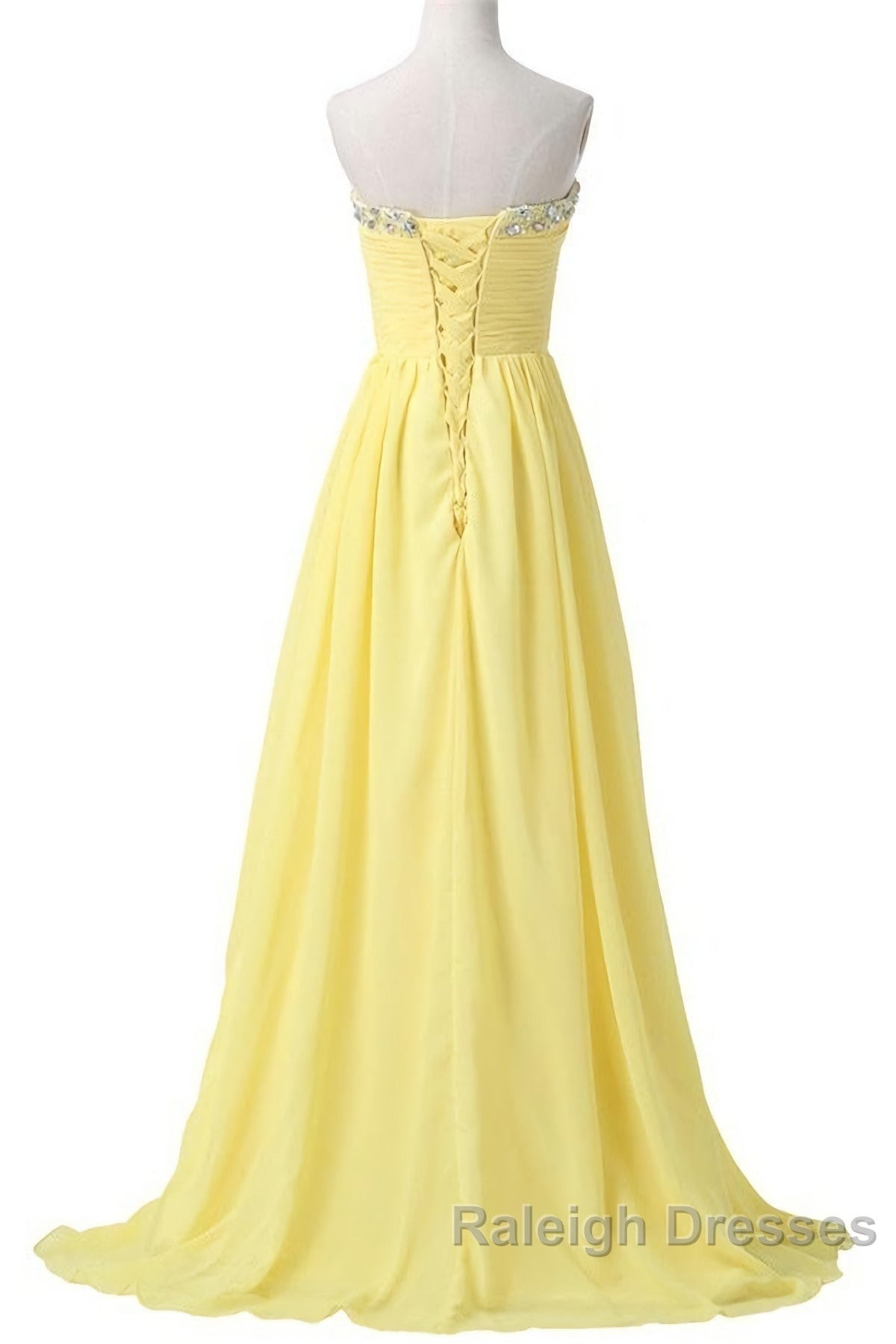 Sweetheart Long Yellow Chiffon Beaded Pregnant High Low For Teens Simple Cheap Bridesmaid Dresses Secondary image