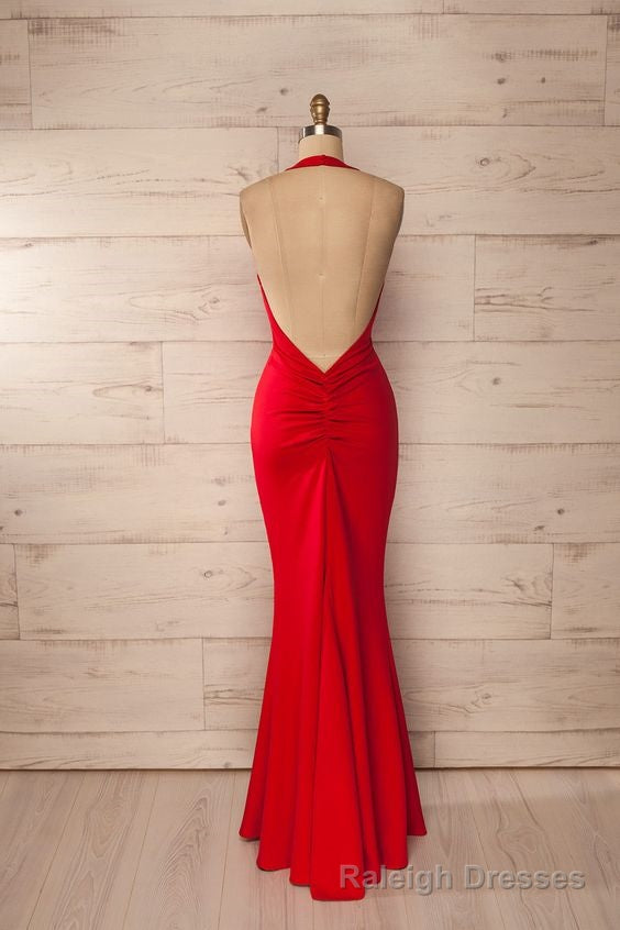 red fitted halter maxi dress red prom dress backless formal evening dress for woman Secondary image