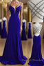 Sexy Mermaid Spaghetti Straps Royal Blue Long With Beading Sexy Prom Dresses