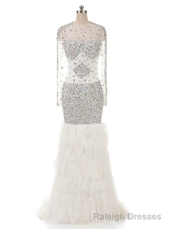 Prom dresses beading sequin fishtail long sleeve evening dress Main image