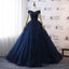 Prom Dress Navy Blue Wedding Dress Floral Lace Ball Gowns Off Shoulder Prom Dresses