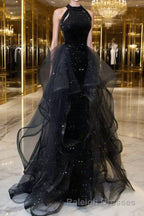 Prom Dresses Sparkle & Shine Dress Wedding Party Sleeveless Sequined with Crystals Sequin Ruffles