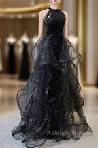 Prom Dresses Sparkle & Shine Dress Wedding Partysleeveless Halter Wednesday Addams Family Sequined With Crystals Sequin Ruffles