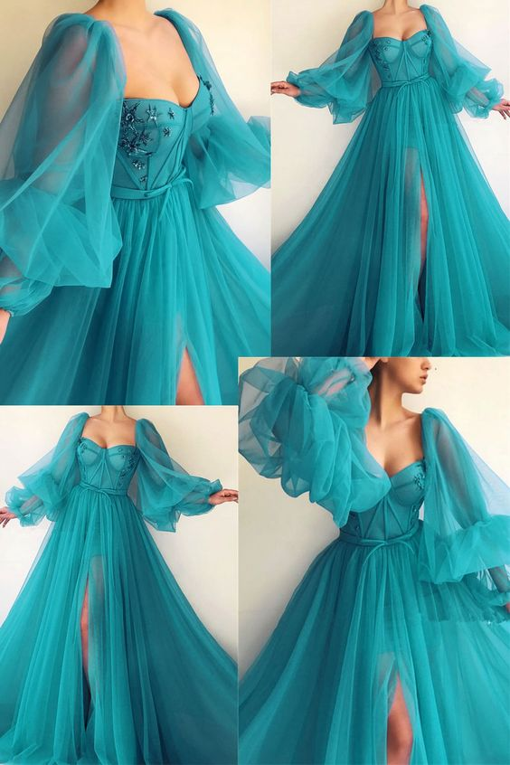 Purple Elegant Tulle Long Formal Prom Dress Evening Gown Party Dress