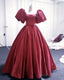Puffy Sleeves Ball Gowns Satin Dress