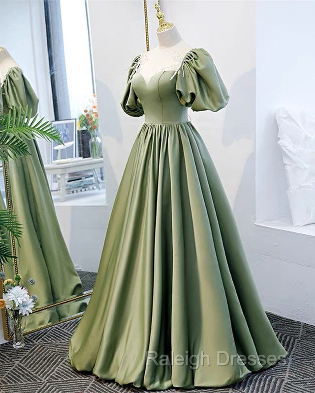 Puffy Sleeves Satin Bridesmaid Dresses Long Secondary image