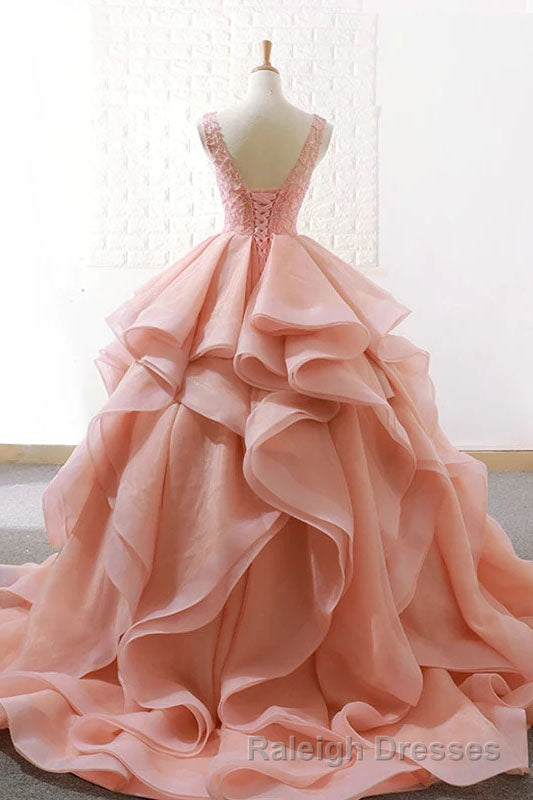 Puffy Tulle Long Prom Dress with Beading, A Line Sleeveless Party Gown Secondary image