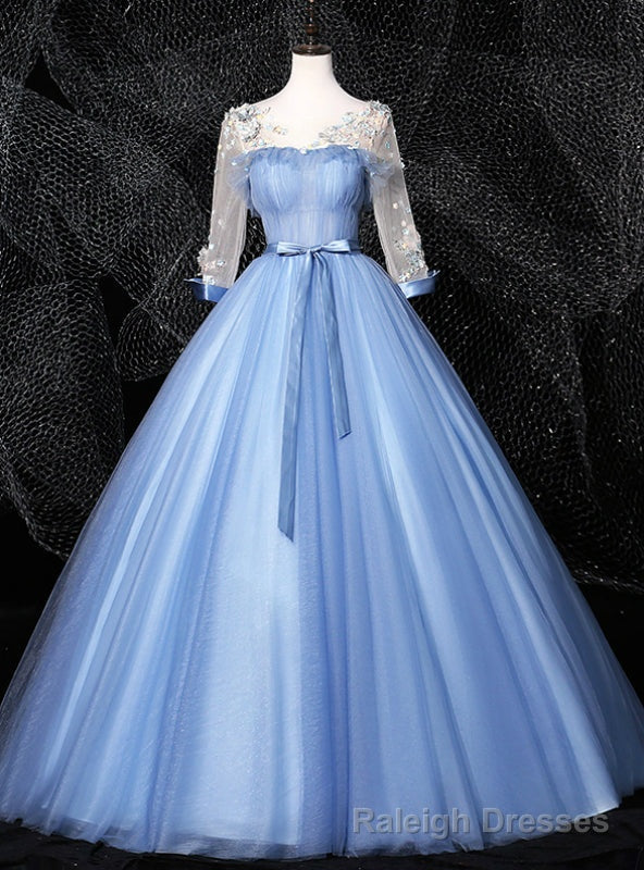 Purchase Your Favorite Sky Blue Ball Gown Tulle Short Sleeve Plesta Appliques Quinceanera Dress Main image