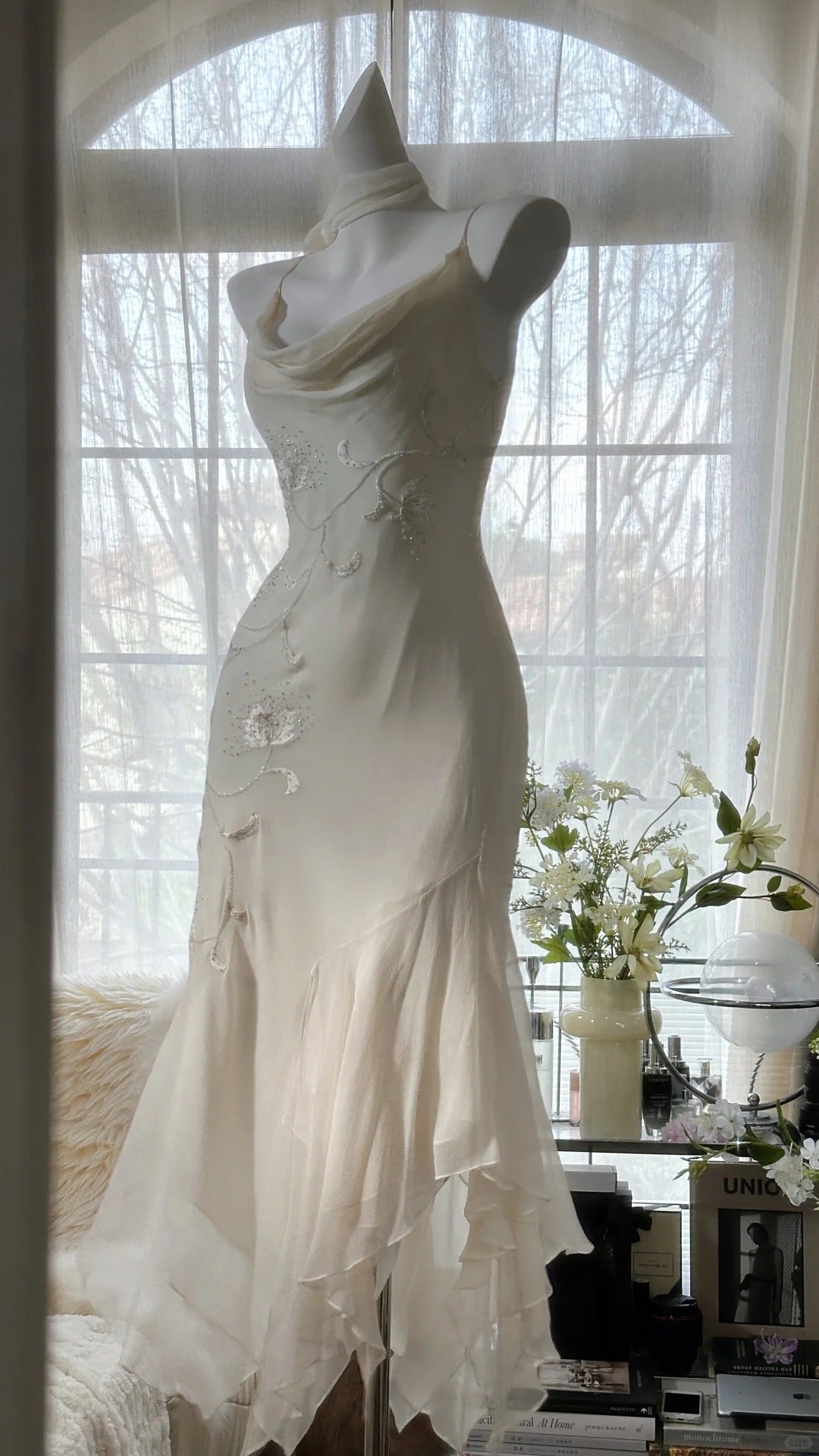 Pure And Elegant Chiffon Strap Beaded Mermaid Prom Dresses