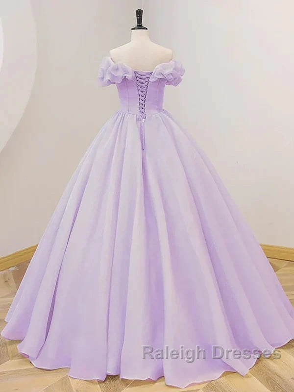 Purple A-Line Off Shoulder Long Ball Dress Purple Dress Prom Dresses Secondary image