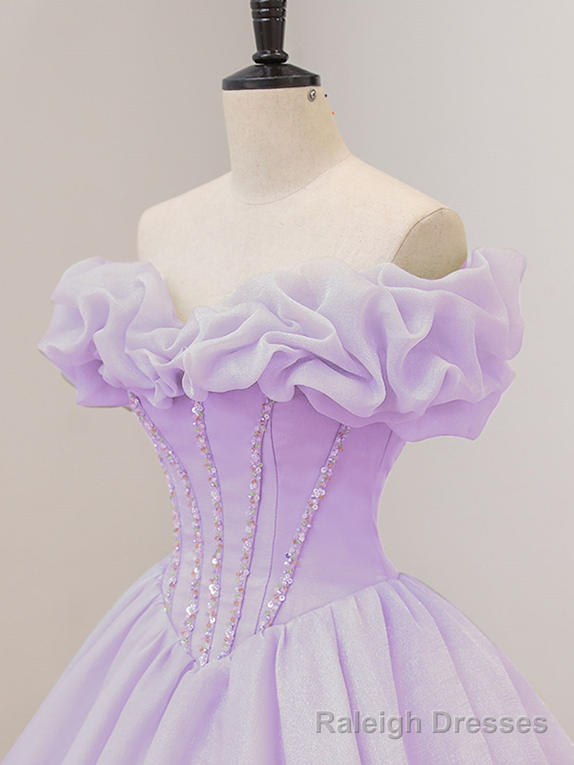 Purple A Line Off Shoulder Long Prom Dresses, Purple Sweet 16 Dress