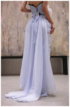 Purple A-Line Strapless Chiffon Pleated Prom Dresses Long Chic Lace Graduation Prom Dresses