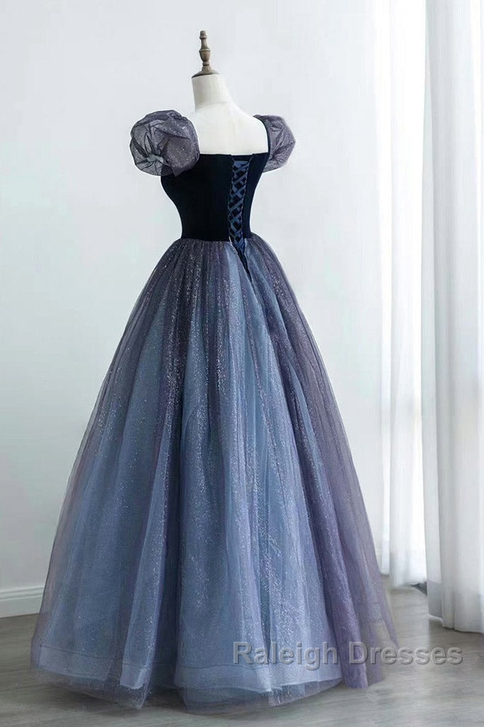 Purple A-Line Tulle Long Prom Dress, Purple Formal Dress